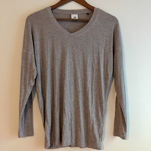 Cabi Gray Long Sleeve V neck Blouse